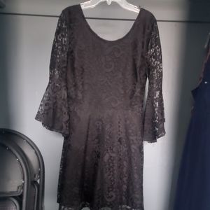 Black lace bell sleeve dress